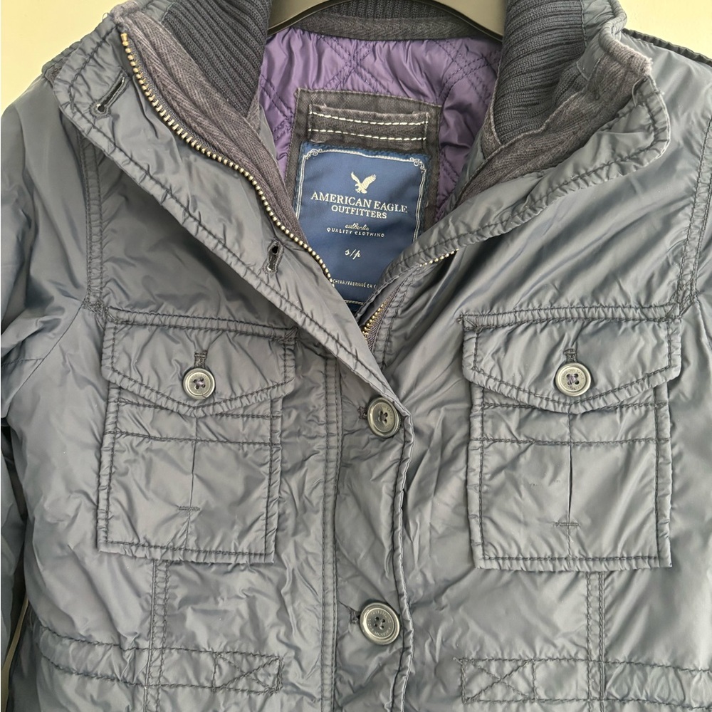 American Eagle Outfitters Navy Quilted Puffer Jacket - Picture 5 of 10